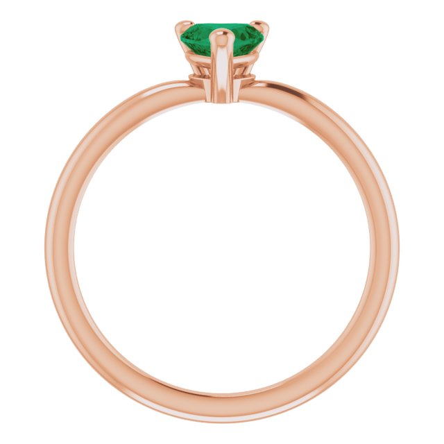 14K Gold Lab-Grown Emerald Heart Solitaire Ring - Rose Gold - view 7