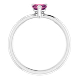 14K Gold Natural Pink Tourmaline Heart Solitaire Ring - White Gold - view 7
