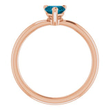 14K Gold Natural London Blue Topaz Heart Solitaire Ring - Rose Gold - view 7