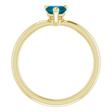 14K Gold Natural London Blue Topaz Heart Solitaire Ring - Yellow Gold - view 7