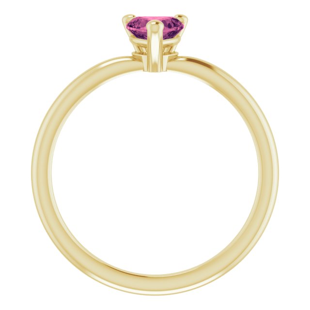14K Gold Natural Pink Tourmaline Heart Solitaire Ring - Yellow Gold - view 7