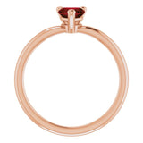 14K Gold Natural Mozambique Garnet Heart Solitaire Ring - Rose Gold - view 7