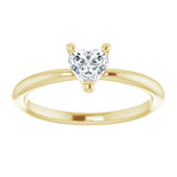 14K Gold Natural White Sapphire Heart Solitaire Ring - Yellow Gold - view 8
