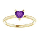14K Gold Natural Amethyst Heart Solitaire Ring - Yellow Gold - view 8