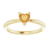 14K Gold Natural Citrine Heart Solitaire Ring - Yellow Gold - view 8