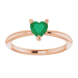 14K Gold Lab-Grown Emerald Heart Solitaire Ring - Rose Gold - view 8