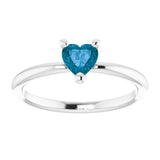 Platinum Natural London Blue Topaz Heart Solitaire Ring - view 8