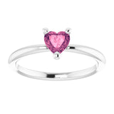 Platinum Natural Pink Tourmaline Heart Solitaire Ring - view 8