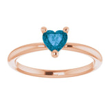 14K Gold Natural London Blue Topaz Heart Solitaire Ring - Rose Gold - view 8
