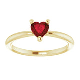 14K Gold Natural Mozambique Garnet Heart Solitaire Ring - Yellow Gold - view 8