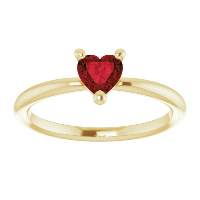 14K Gold Natural Mozambique Garnet Heart Solitaire Ring - Yellow Gold - view 8