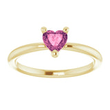 14K Gold Natural Pink Tourmaline Heart Solitaire Ring - Yellow Gold - view 8