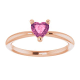 14K Gold Natural Pink Tourmaline Heart Solitaire Ring - Rose Gold - view 8