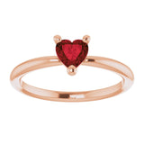 14K Gold Natural Mozambique Garnet Heart Solitaire Ring - Rose Gold - view 8