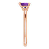 14K Gold Natural Amethyst Heart Solitaire Ring - Rose Gold - view 9