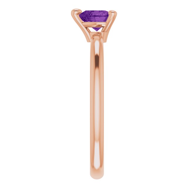 14K Gold Natural Amethyst Heart Solitaire Ring - Rose Gold - view 9