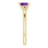 14K Gold Natural Amethyst Heart Solitaire Ring - Yellow Gold - view 9