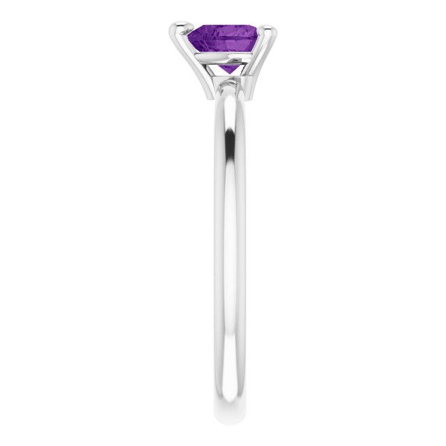 Platinum Natural Amethyst Heart Solitaire Ring - view 9