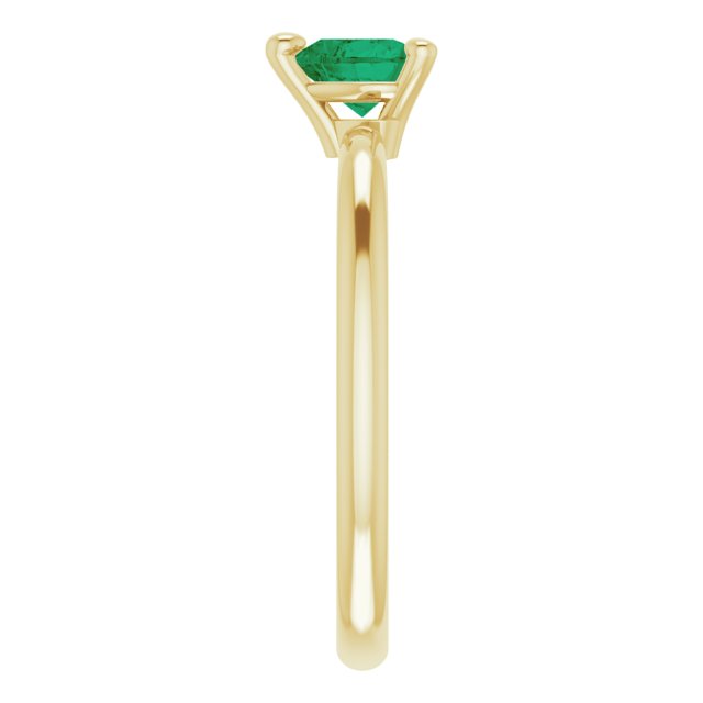 14K Gold Lab-Grown Emerald Heart Solitaire Ring - Yellow Gold - view 9