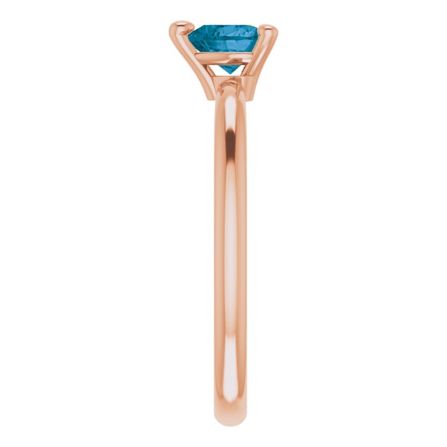 14K Gold Natural London Blue Topaz Heart Solitaire Ring - Rose Gold - view 9