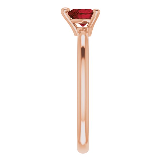 14K Gold Natural Mozambique Garnet Heart Solitaire Ring - Rose Gold - view 9