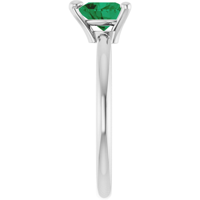 Platinum Lab-Grown Emerald Heart Solitaire Ring - view 11