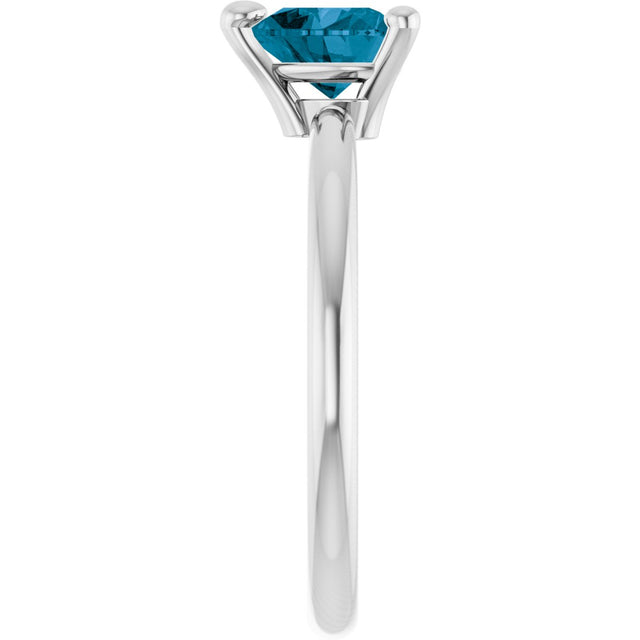 Platinum Natural London Blue Topaz Heart Solitaire Ring - view 11