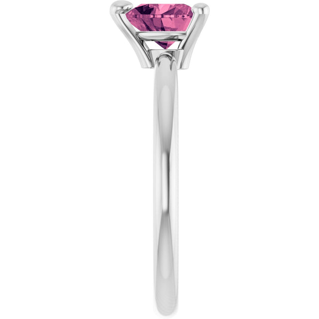14K Gold Natural Pink Tourmaline Heart Solitaire Ring - White Gold - view 9