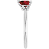 14K Gold Natural Mozambique Garnet Heart Solitaire Ring - White Gold - view 9