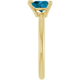 14K Gold Natural London Blue Topaz Heart Solitaire Ring - Yellow Gold - view 9