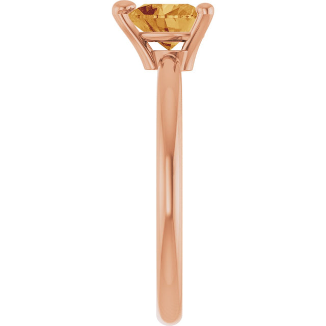 14K Gold Natural Citrine Heart Solitaire Ring - Rose Gold - view 11
