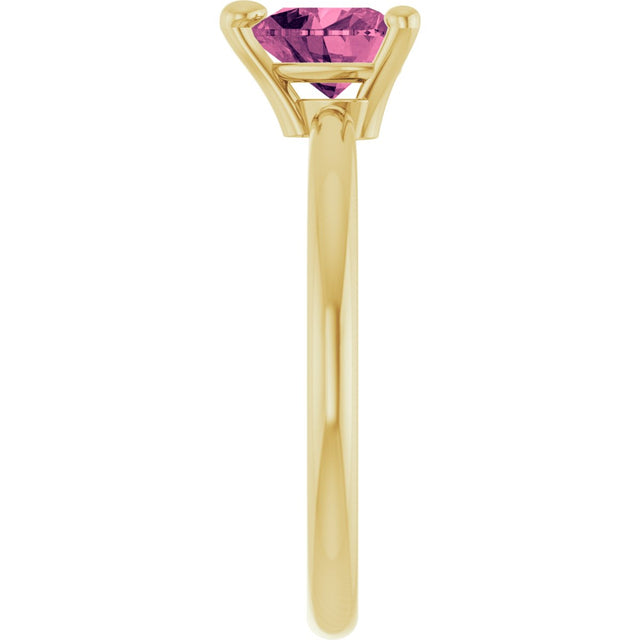 14K Gold Natural Pink Tourmaline Heart Solitaire Ring - Yellow Gold - view 9