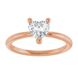 14K Gold Natural White Sapphire Heart Solitaire Ring - Rose Gold - view 9