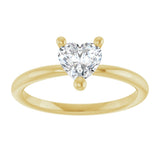 14K Gold Natural White Sapphire Heart Solitaire Ring - Yellow Gold - view 8
