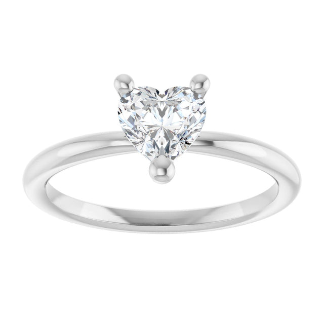 Platinum Natural White Sapphire Heart Solitaire Ring - view 9