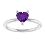 Platinum Natural Amethyst Heart Solitaire Ring - view 11
