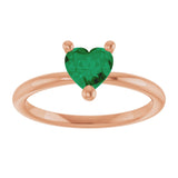 14K Gold Lab-Grown Emerald Heart Solitaire Ring - Rose Gold - view 9