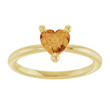 14K Gold Natural Citrine Heart Solitaire Ring - Yellow Gold - view 8