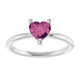 Platinum Natural Pink Tourmaline Heart Solitaire Ring - view 9