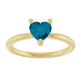 14K Gold Natural London Blue Topaz Heart Solitaire Ring - Yellow Gold - view 8