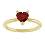 14K Gold Natural Mozambique Garnet Heart Solitaire Ring - Yellow Gold - view 8