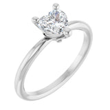 14K Gold Natural White Sapphire Heart Solitaire Ring - White Gold - view 10