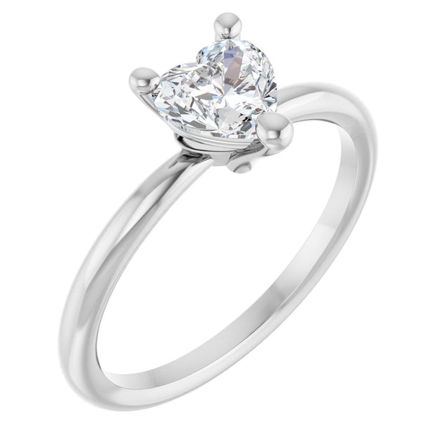 Platinum Natural White Sapphire Heart Solitaire Ring - view 7