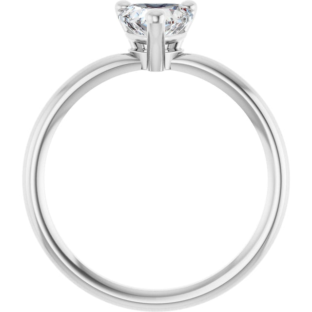 Platinum Natural White Sapphire Heart Solitaire Ring - view 8