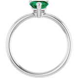 Platinum Lab-Grown Emerald Heart Solitaire Ring - view 8