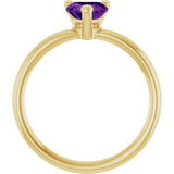14K Gold Natural Amethyst Heart Solitaire Ring - Yellow Gold - view 8