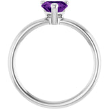 14K Gold Natural Amethyst Heart Solitaire Ring - White Gold - view 7