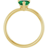 14K Gold Lab-Grown Emerald Heart Solitaire Ring - Yellow Gold - view 7