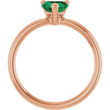 14K Gold Lab-Grown Emerald Heart Solitaire Ring - Rose Gold - view 8