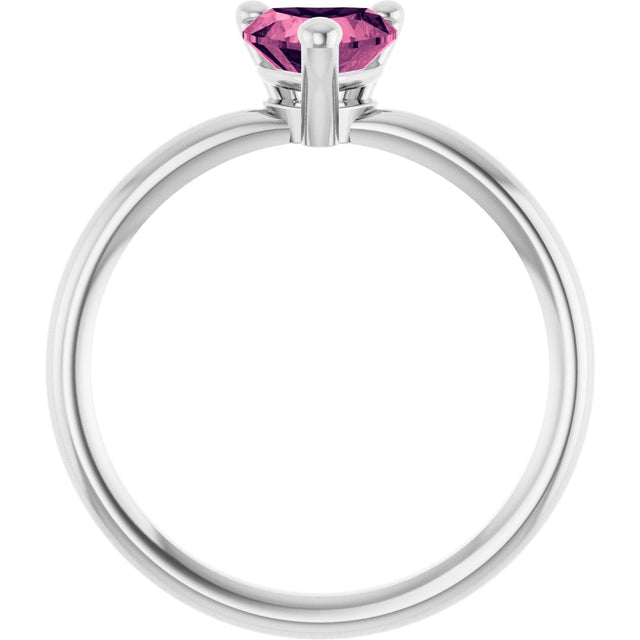 Platinum Natural Pink Tourmaline Heart Solitaire Ring - view 8